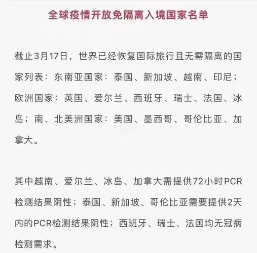 全世界还需要隔离的国家，入境需要隔离的国家