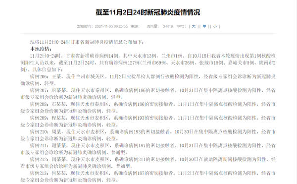 甘肃天水疫情最新数据消息，天水新冠疫情最新消息今天