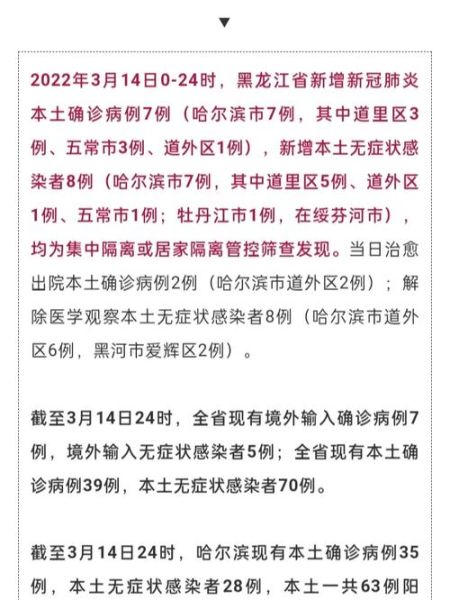 哈尔滨疫情最新公告今天，哈尔滨传染病最新消息